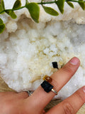 Anillo Turmalina y Cuarzo ahumado