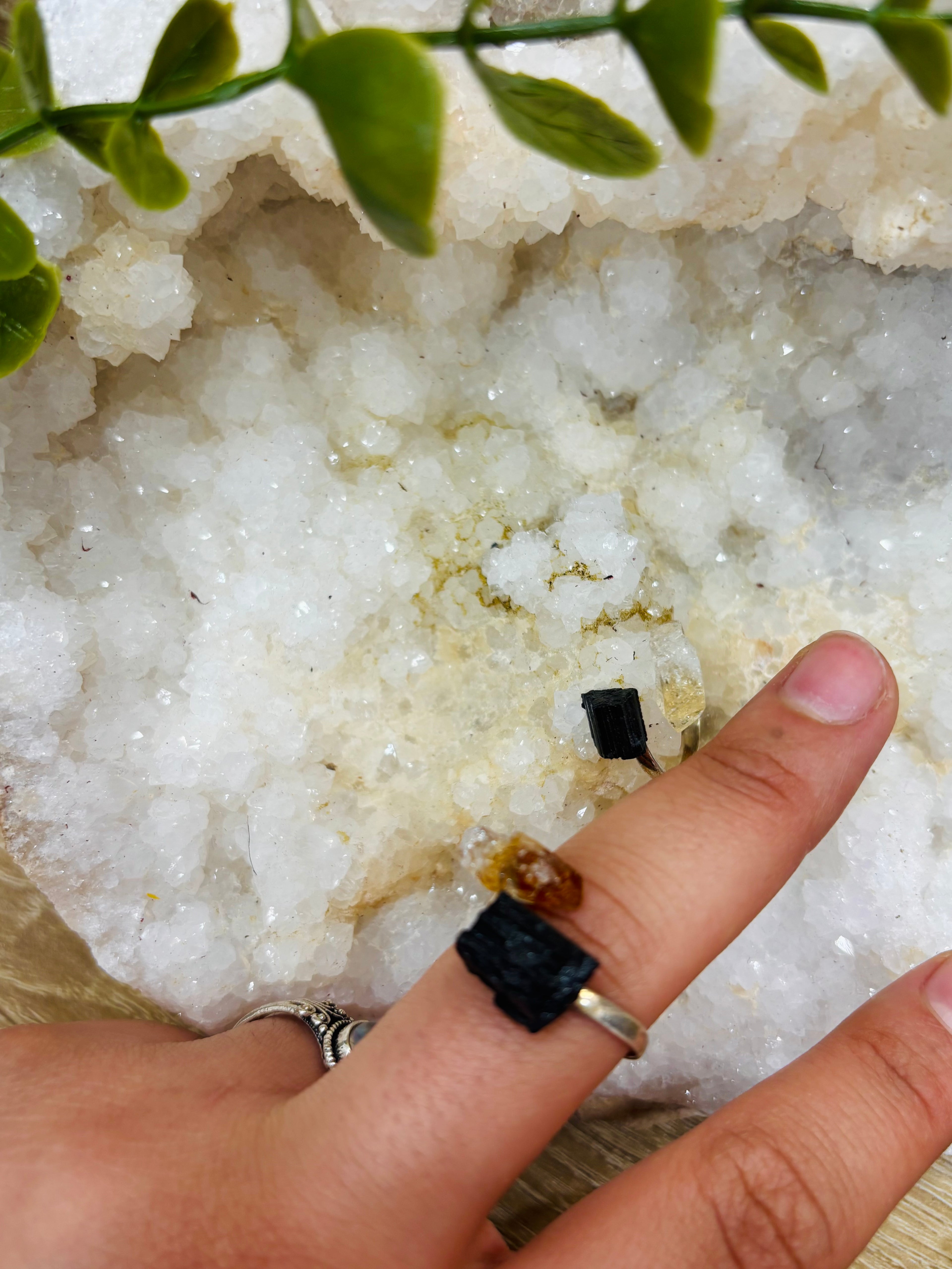 Anillo Turmalina y Cuarzo ahumado