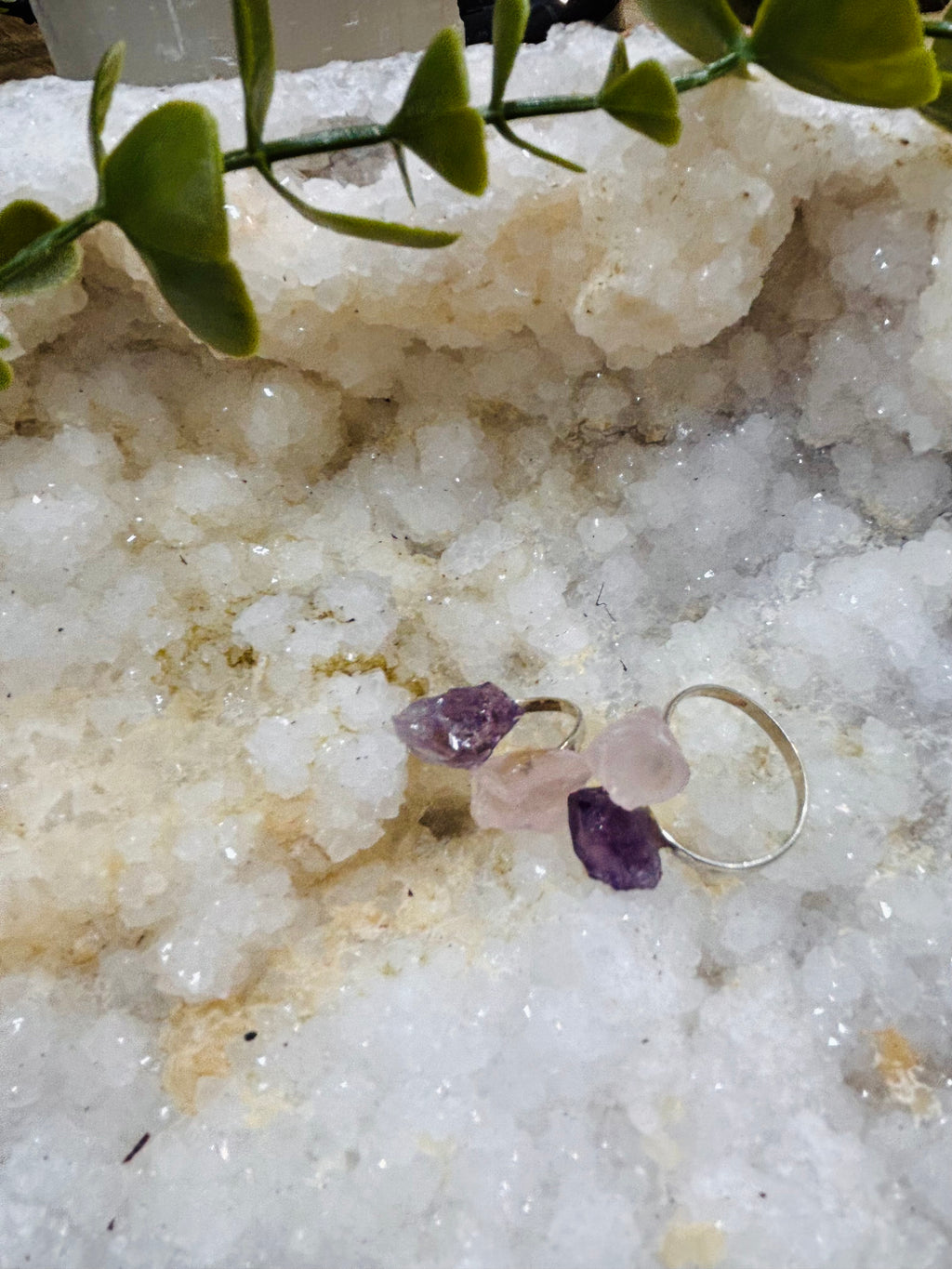 Anillo Cuarzo Rosa y amatista